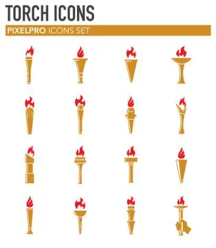 Torch icons set on background for graphic and web design. Simple illustration Stock Illustration