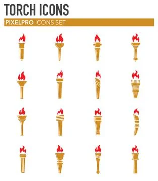 Torch icons set on background for graphic and web design. Simple illustration 스톡 일러스트