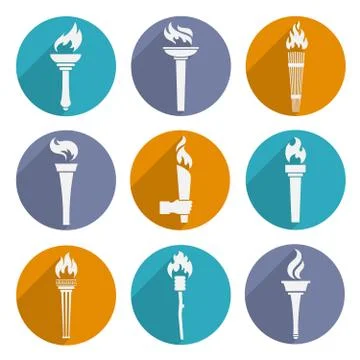 Torch Icons Set Stock Illustration