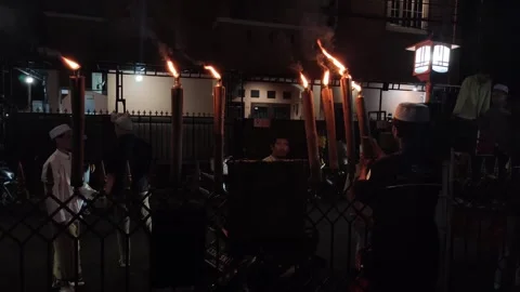 Torch light being prepared for Ramadan Festival 스톡 동영상 276742626