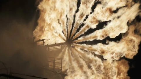 The torch is lit. Yellow-brown flame. Fire. Burner for burning associated Stock Footage 143588846