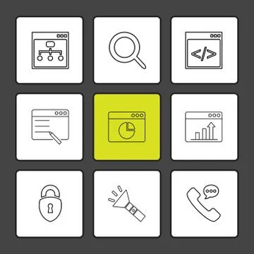 Torch , lock , phone , call , windows , ui , layout , web , user interface ,  Stock Illustration