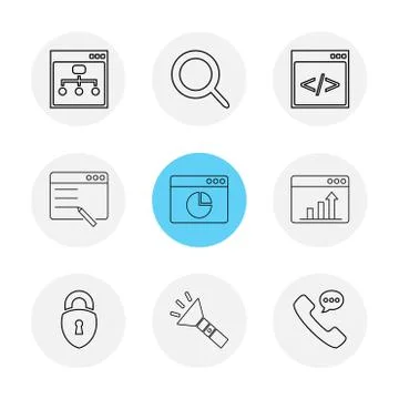 Torch , lock , phone , call , windows , ui , layout , web , user interface ,  스톡 일러스트