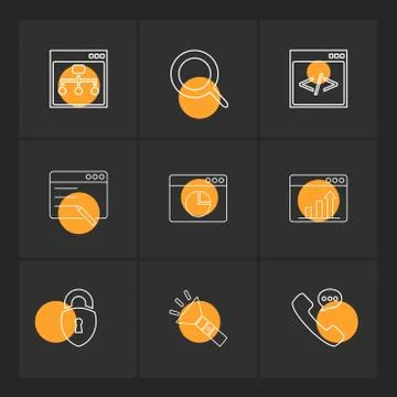 Torch , lock , phone , call , windows , ui , layout , web , user interface ,  스톡 일러스트