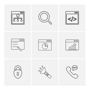 Torch , lock , phone , call , windows , ui , layout , web , user interface ,  스톡 일러스트