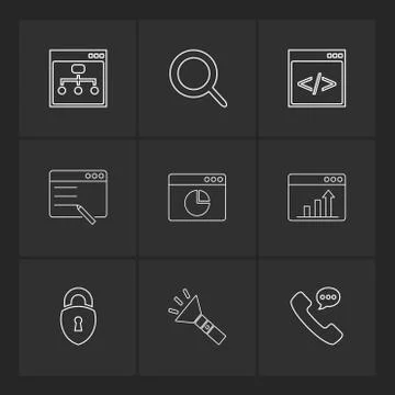Torch , lock , phone , call , windows , ui , layout , web , user interface ,  스톡 일러스트
