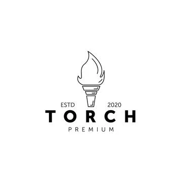 Torch logo line art vector illustration design Stock Illustration