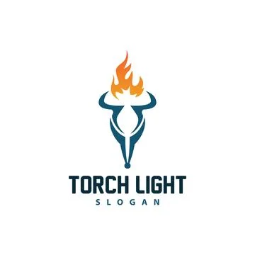 Torch Logo, Olympic Flame Vector, Simple Minimalist Design Template Illustr.. Stock Illustration