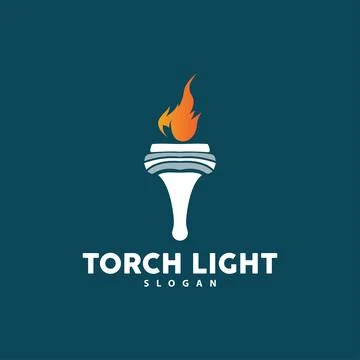 Torch Logo, Olympic Flame Vector, Simple Minimalist Design Template Illustr.. Stock Illustration