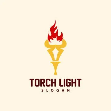 Torch Logo, Olympic Flame Vector, Simple Minimalist Design Template Illustr.. Stock Illustration