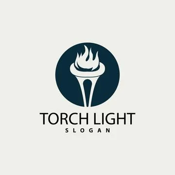 Torch Logo, Olympic Flame Vector, Simple Minimalist Design Template Illustr.. Stock Illustration
