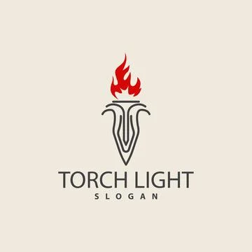 Torch Logo, Olympic Flame Vector, Simple Minimalist Design Template Illustr.. Stock Illustration