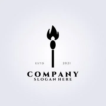 Torch logo vector illustration design, simple template lighter or lucifer log Stock Illustration