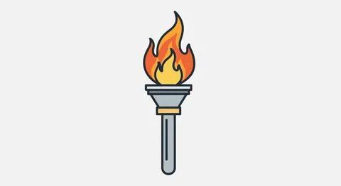 Torch with orange flame icon Stock Illustration