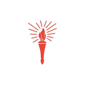 Torch Red Icon On White Background. Red Flat Style Vector Illustration. Stock Illustration