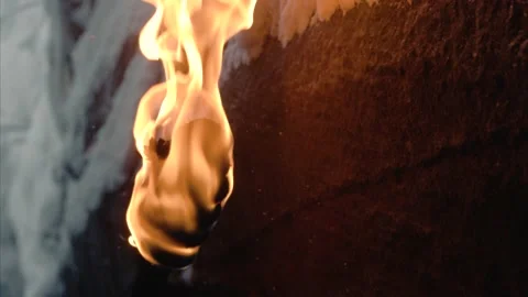 Torch, rocks, stone, snow, cave Stock Footage 131518281