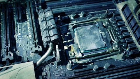 Torch Shines On Burned Damaged Computer - Police, Forensics Stockbeeldmateriaal 169023165