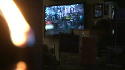 Torch shot outside restaurant 2 Stock Footage 569048