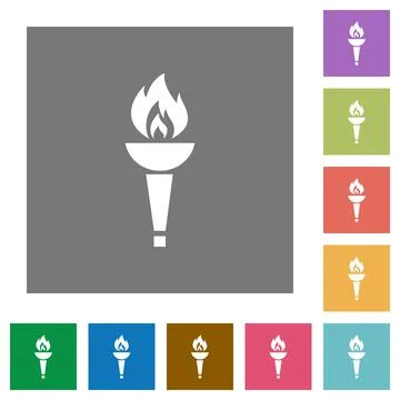 Torch square flat icons Illustrazione stock