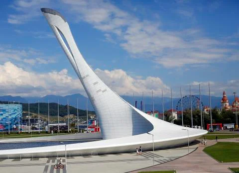 Torch at the stadium in Sochi Foto stock