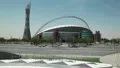 Torch tower and Khalifa international stadium in Aspire Zone, Doha, Qatar HD Footage