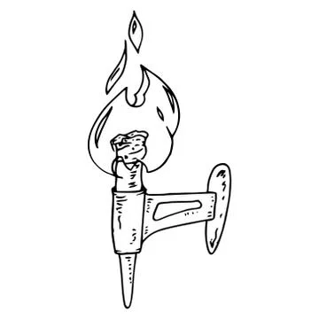 Torch. Vector illustration of a torch. Torch is on the wall. Lamp from the to Stock Illustration