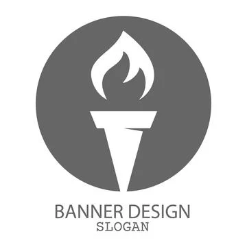 Torch. Vector template for a logo, emblem or sticker, isolated on a white bac Stock Illustration