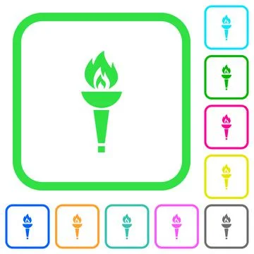 Torch vivid colored flat icons Stock Illustration