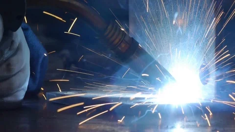 Torch welder with sparks Stock Footage 88450942