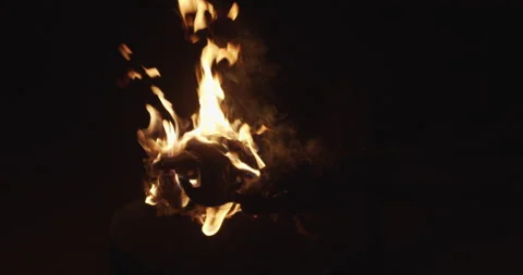 Torches on fire at night Stock Footage 167058609