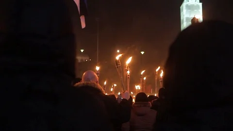 Torches at night Stock Footage 103481072