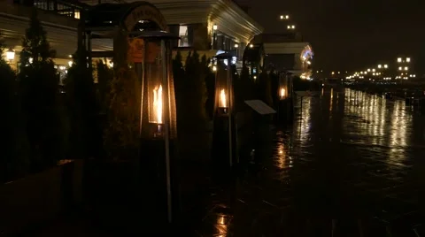 The torches on the waterfront. Night, rain. 動画素材 57326780