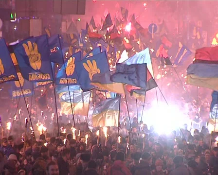 Torchlight procession Stock Footage 33828004