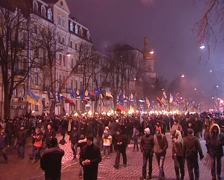 Torchlight procession Stock Footage 33828008