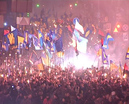 Torchlight procession Stock Footage 33828009