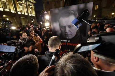 Torchlight procession in memory of Russian opposition leader Alexei Navalny in R Stock Photos