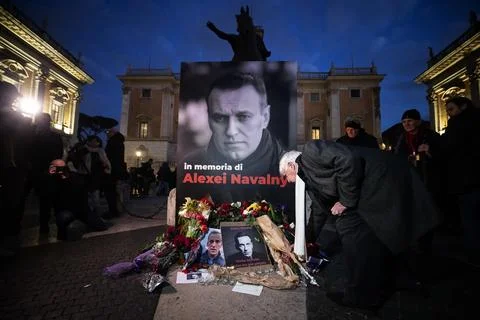 Torchlight procession in memory of Russian opposition leader Alexei Navalny in R Stock Photos