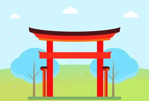 Torii Gate Concept Illustration Stock Illustration