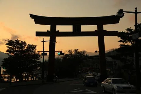 Torii gate in the evening Stock Photos