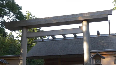 Torii Gate at Ise Grand Shrine (Ise Jingu) in Japan Stock Footage 45608053