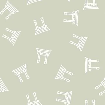 Torii gate line vector seamless pattern black Stockillustratie