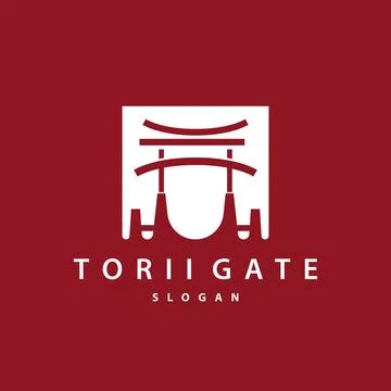Torii Gate Logo Design Vector Minimalist Illustration Template Stock Illustration