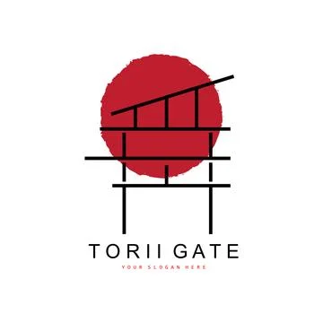 Torii Gate Logo, Japanese Building Design, China Icon Vector, Illustration .. Ilustración de archivo