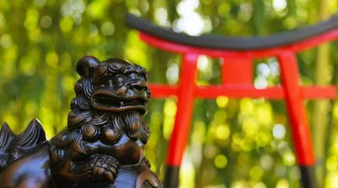 Torii Gate With Pear and Cherry Blossoms Stock Photos