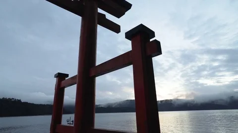 Torii gate in the sea Stock Footage 79406895