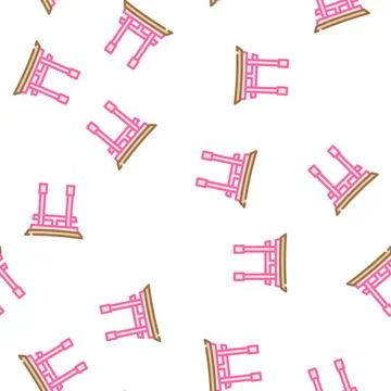 Torii gate vector seamless pattern color Stock Illustration