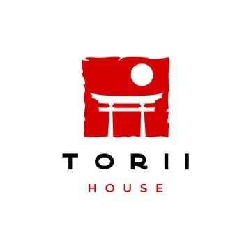 Torii house / torii gate hipster vintage logo design inspiration Stock Illustration
