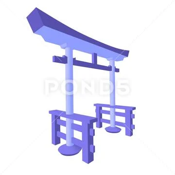 Torii sacred traditional gate Japan shintoism religion. Illustration ...