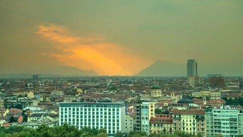 Torino cityscape view timelapse Stock Footage 97413059