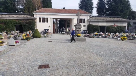 Torino, Italy - November 1th 2025- All Saints Day Cemetery Visit  People Vi.. Stock Footage 320324853